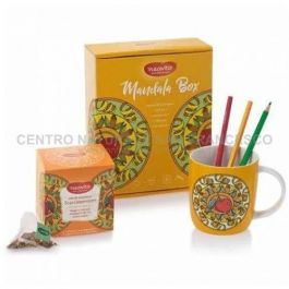 Mandala box arancio con matite colorate
