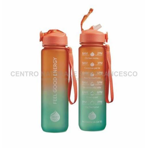 Bottiglia motivazionale Tasty arancione e verde