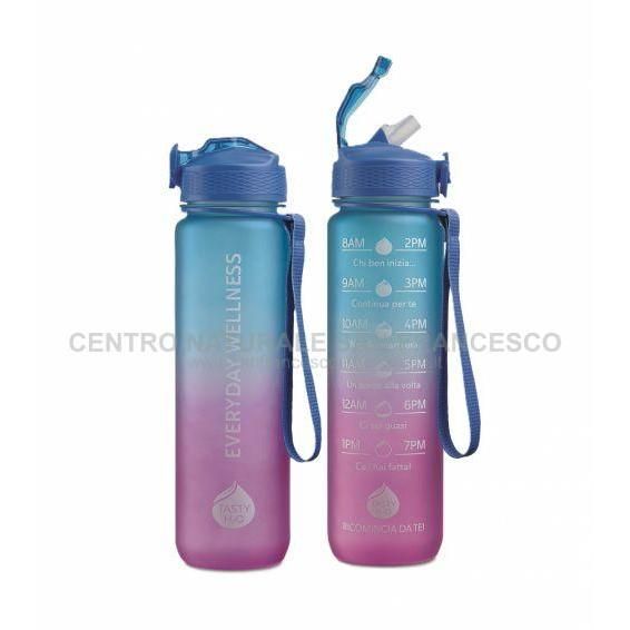 Bottiglia motivazionale Tasty blu e rosa