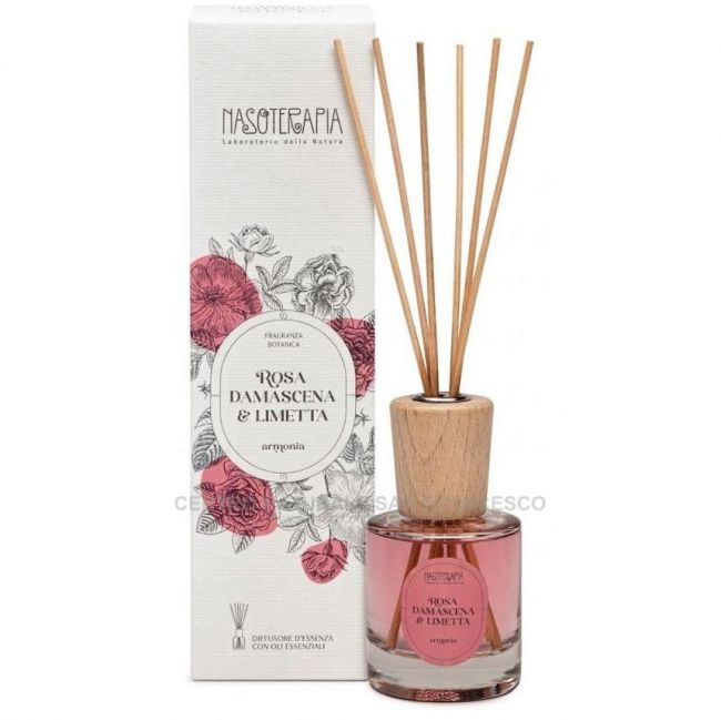 Rosa damascena e limetta diffusore con bastoncini 100 ml